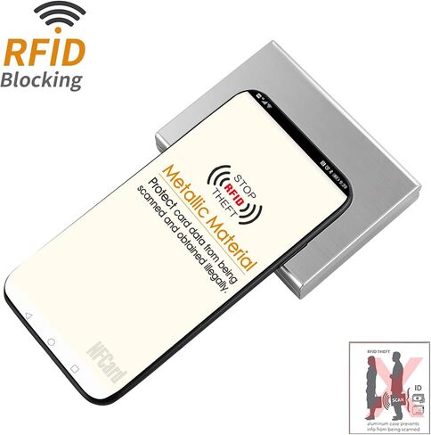 RFID Blocking Credit Card Holder Slim Metal Credit Card Wallets Stainless Steel Card Case Portable Business Card organizer for Women or Men (Black),MCC-0716 in Kuwait