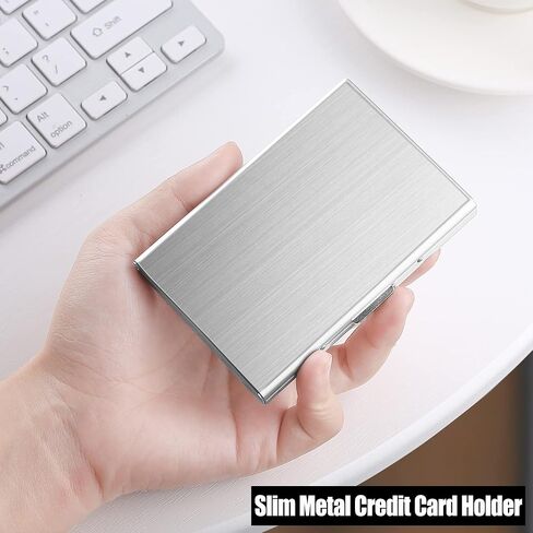 RFID Blocking Credit Card Holder Slim Metal Credit Card Wallets Stainless Steel Card Case Portable Business Card organizer for Women or Men (Black),MCC-0716 in Kuwait