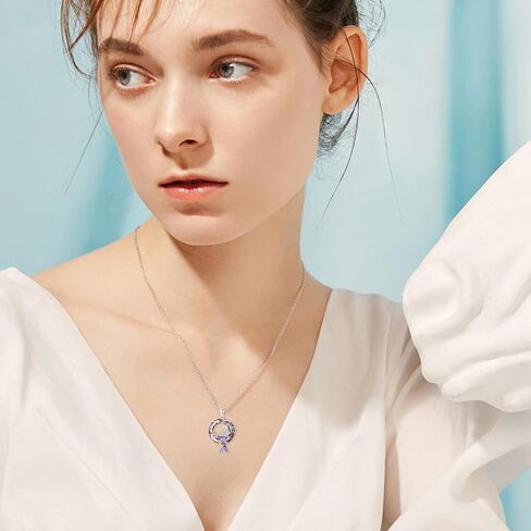 Mermaid Necklaces Round Shape Crystal Ocean Pendant Necklace Dainty Sterling Silver Starfish Beach Cute Jewelry Gifts for Women Girls with Gift Box in Kuwait