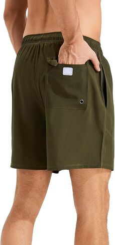 Roxdme Mens Swim Trunks with Compression Liner Quick Dry Beach Shorts with Zipper Pockets in Kuwait