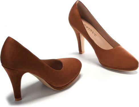 حذاء نسائي من EBYNUE بمقدمة مستديرة وكعب عالٍ مثير من الجلد السويدي وكعب مغلق مناسب لحفلات الزفاف والمكتب in Kuwait