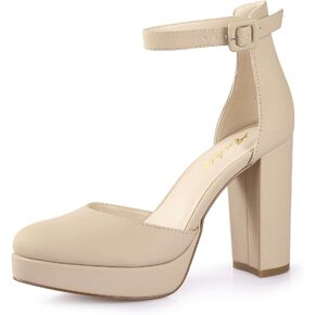 Ankis Black Platform Closed Toe Heels for Women, Womens Heels Closed Round Toe Chunky Block Pumps Shoes, 4 Inch in Saudi Arabia