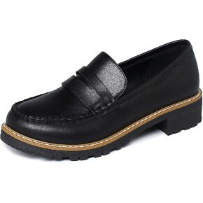 حذاء Sailimy نسائي أسود كلاسيكي بيني لوفر ماري جين أكسفورد بكعب مكتنز in Kuwait