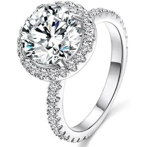 ROSE N SILVER Diamond Wedding Anniversary Band for Women, Round Diamond Engagement Ring For Women - wife/girlfreind/Birthday gift in Saudi Arabia