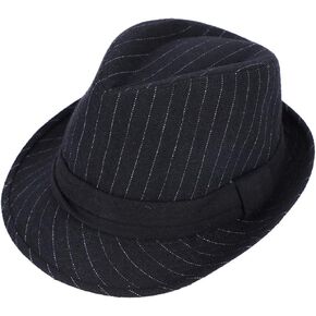 Wide Brim Fedora Hat for Men Women Classic Manhattan Gangster Trilby Fedora Hat Vintage Stripe Gentleman's Fedora Dress Hat