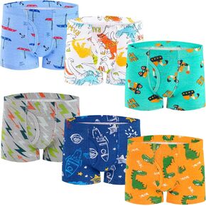 JAHSIYI 100% Cotton Boys Boxer Briefs Tagless Toddler Underwear (6-Pack)