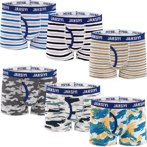 JAHSIYI 100% Cotton Boys Boxer Briefs Tagless Toddler Underwear (6-Pack)