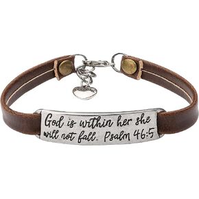 Yiyang Christian Gifts Leather Bracelet for Women Teens Inspirational Faith Bible Verse Religious Jewelry Christmas Birthday Baptism Gift for Women Girls