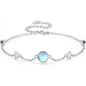 سوار حجر القمر 925 الفضة الاسترليني المرحلة القمر قابل للتعديل سوار مجوهرات هدايا للنساء الفتيات, فضة استرلينية in Kuwait