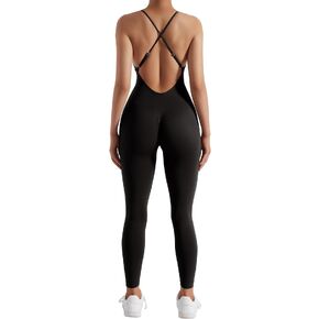RUUHEE Women Seamless Sexy Backless Tummy Control Jumpsuits Scrunch Butt Sleeveless Yoga Rompers