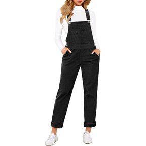 LookbookStore Womens Overalls Corduroy Bib Adjustable Straps Fashion Jumpsuit Overall for Women with Pocket