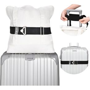2-in-1 Travel Belt Luggage Straps Over Handle for Carry On Bag,ZZM Elastic Add a Bag Bungees Luggage Belt Suitcases Adjustable with Alloy Buckle, Hands-Free for Airport,Trip (Black)