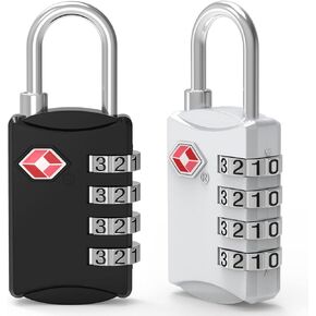 TSA Luggage Locks, [2 Piece] Diyife TSA Approved Lock, 4 Digit Security Suitcase Padlocks, Luggage Locks, Combination Padlocks with Alloy Body for Travel, Lockers, Bags, Suitcase (Black+Siliver)