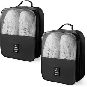 2 Pcs Shoe Bags for Travel Holds 3 Pair of Shoes Travel Shoe Bag for Packing Portable Shoe Cubes for Travel and Daily Use(Black) in Saudi Arabia