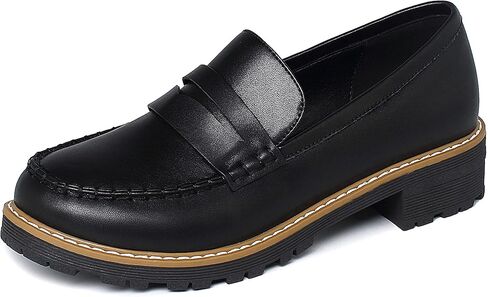 حذاء Sailimy نسائي أسود كلاسيكي بيني لوفر ماري جين أكسفورد بكعب مكتنز in Kuwait