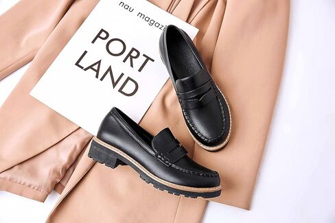 حذاء Sailimy نسائي أسود كلاسيكي بيني لوفر ماري جين أكسفورد بكعب مكتنز in Kuwait