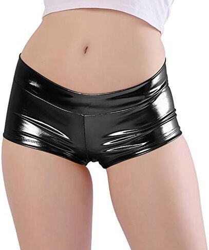 Kepblom Women's Shiny Metallic Rave Booty Shorts Hot Pants Dance Bottom in Kuwait