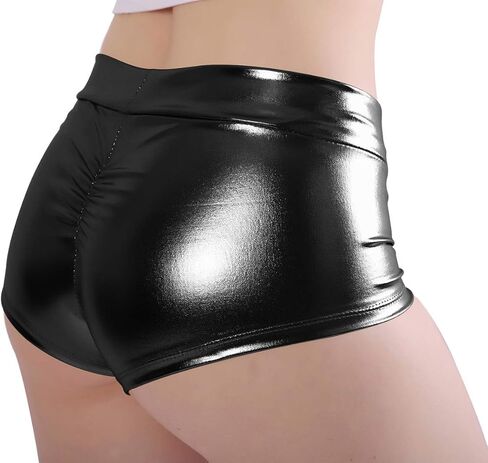Kepblom Women's Shiny Metallic Rave Booty Shorts Hot Pants Dance Bottom in Kuwait