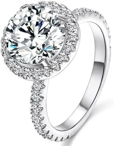 ROSE N SILVER Diamond Wedding Anniversary Band for Women, Round Diamond Engagement Ring For Women - wife/girlfreind/Birthday gift in Saudi Arabia