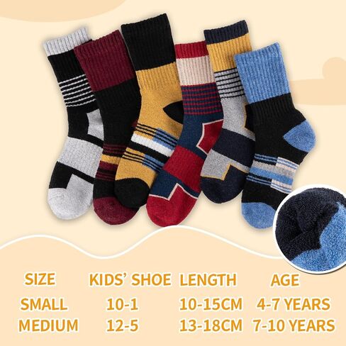 Comfoex Kids Wool Socks for Boys Girls Winter Warm Thermal Socks Thick Cozy Socks For Kids 4-6 6-8 8-10 Years Old 6 Pairs in Kuwait