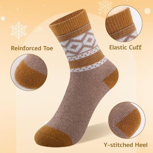 Comfoex Kids Wool Socks for Boys Girls Winter Warm Thermal Socks Thick Cozy Socks For Kids 4-6 6-8 8-10 Years Old 6 Pairs in Kuwait