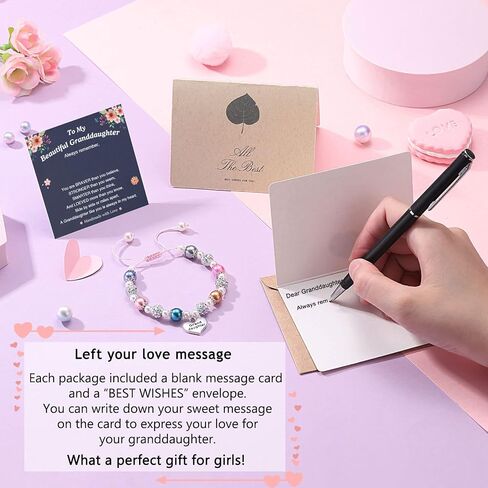 UNGENT THEM Pink Pearl and Rhinestone Bracelet for Girls Granddaughter Daughter Niece Big Sister Birthday Christmas Easter Gifts in Saudi Arabia