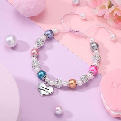 UNGENT THEM Pink Pearl and Rhinestone Bracelet for Girls Granddaughter Daughter Niece Big Sister Birthday Christmas Easter Gifts in Saudi Arabia