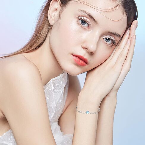 سوار حجر القمر 925 الفضة الاسترليني المرحلة القمر قابل للتعديل سوار مجوهرات هدايا للنساء الفتيات, فضة استرلينية in Kuwait