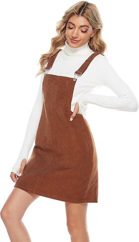 Tanming Women's Corduroy A Line Cute Jumper Pinafore Bib Overall Mini Dress Skirt in Saudi Arabia