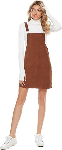 Tanming Women's Corduroy A Line Cute Jumper Pinafore Bib Overall Mini Dress Skirt in Saudi Arabia