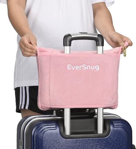 EverSnug Travel Blanket and Pillow - Premium Soft 2 in 1 Airplane Blanket with Soft Bag Pillowcase, Hand Luggage Sleeve and Backpack Clip (Black) in Kuwait