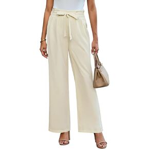 GRAPENT Dress Pants Women High Waisted Wide Leg Work Pants Dressy Casual Trendy Elastic Waist Pleated Belted Trousers
