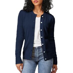 OSABASA Women's Casual Slim Fit Cardigan Sweaters Long Sleeve Button Down Lightweight Waist Length