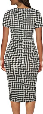 CISMARK Women's Vintage Short Sleeve Polka Dot Falbala Fold Slim Fit Pencil Dress in Saudi Arabia