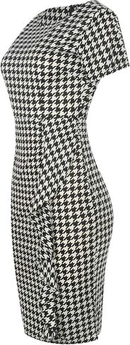 CISMARK Women's Vintage Short Sleeve Polka Dot Falbala Fold Slim Fit Pencil Dress in Saudi Arabia