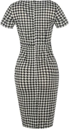 CISMARK Women's Vintage Short Sleeve Polka Dot Falbala Fold Slim Fit Pencil Dress in Saudi Arabia