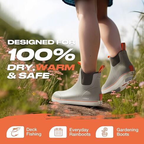 HISEA Women's Ankle Rain Boots, Rubber Fishing Deck Boots, Garden Boots for Women Waterproof in Saudi Arabia
