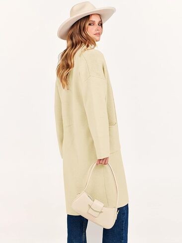 ANRABESS Women's 2023 Fall Cardigan Sweater Long Sleeve Open Front Lapel Coat Casual Knit Coatigan Jacket with Pockets in Saudi Arabia