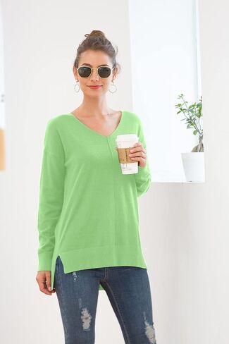 سترة نسائية كاجوال من Jouica خفيفة الوزن ورقبة على شكل حرف V وأكمام جناح الخفاش سترة فضفاضة in Kuwait