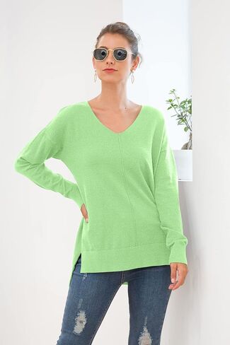 سترة نسائية كاجوال من Jouica خفيفة الوزن ورقبة على شكل حرف V وأكمام جناح الخفاش سترة فضفاضة in Kuwait