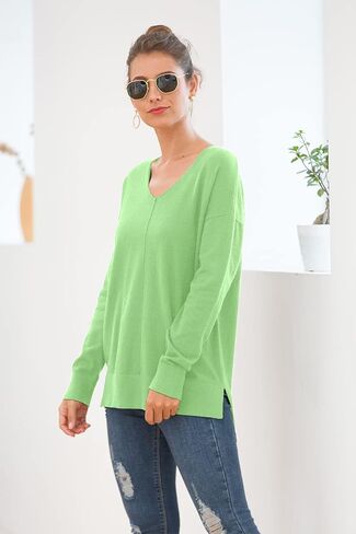 سترة نسائية كاجوال من Jouica خفيفة الوزن ورقبة على شكل حرف V وأكمام جناح الخفاش سترة فضفاضة in Kuwait