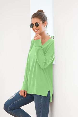 سترة نسائية كاجوال من Jouica خفيفة الوزن ورقبة على شكل حرف V وأكمام جناح الخفاش سترة فضفاضة in Kuwait