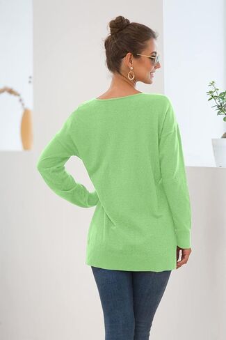 سترة نسائية كاجوال من Jouica خفيفة الوزن ورقبة على شكل حرف V وأكمام جناح الخفاش سترة فضفاضة in Kuwait