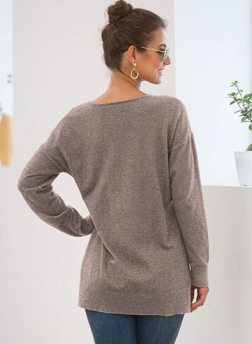 Jouica Womens Summer Short Sleeve Tops Casual V Neck Loose Fit Knit Lightweight Sweater Pullover Top in Kuwait