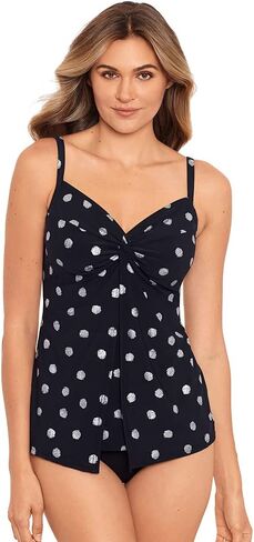 ملابس سباحة نسائية مقاس كبير من Miraclesuit Pizzelles Love Knot Tummy Control Underwire Bra Tankini Top in Kuwait