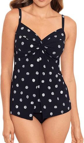 ملابس سباحة نسائية مقاس كبير من Miraclesuit Pizzelles Love Knot Tummy Control Underwire Bra Tankini Top in Kuwait