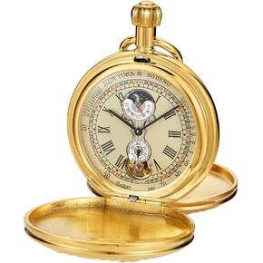 Realpoo Unique Men's Mechanical Pocket Watch, Roman Numerals Digital Scale Mechanical Pocket Watches for Men, Father's Day Gift with Gift Box and Chain in Saudi Arabia