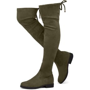 Herstyle Womens Secret Obsession Over The Knee Thigh High Boots Long Stretch Soft Low Block Heel Back Lace Riding Boots