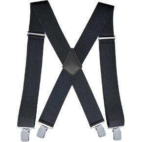 Linemoon Suspenders for Men Heavy Duty, 2 Inch Wide Adjustable Elastic X Back Suspender in Kuwait
