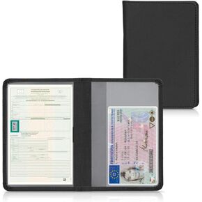 حامل التسجيل والتأمين kwmobile - حامل مستندات السيارة لوثائق وبطاقات السيارة - جلد PU - أسود in Kuwait